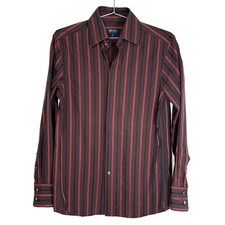 Camisa de vestir Kenzo Homme para hombre a rayas con botones talla 38 15 marrón rojo algodón
