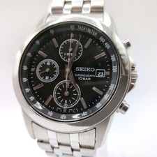 Seiko 7T92-0LH0 Chronograph Quartz Watch Black Dial Used/New Battery