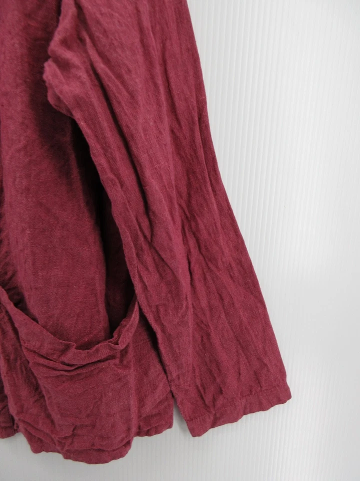 Chaqueta de lino para mujer 1G Plus camisa de lino rosa Lagenlook tareas granero cabaña artística Foto 3 de 4