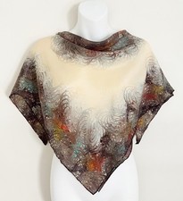 Vintage BURMEL Marbled Scarf Ivory Multicolored 30  Square