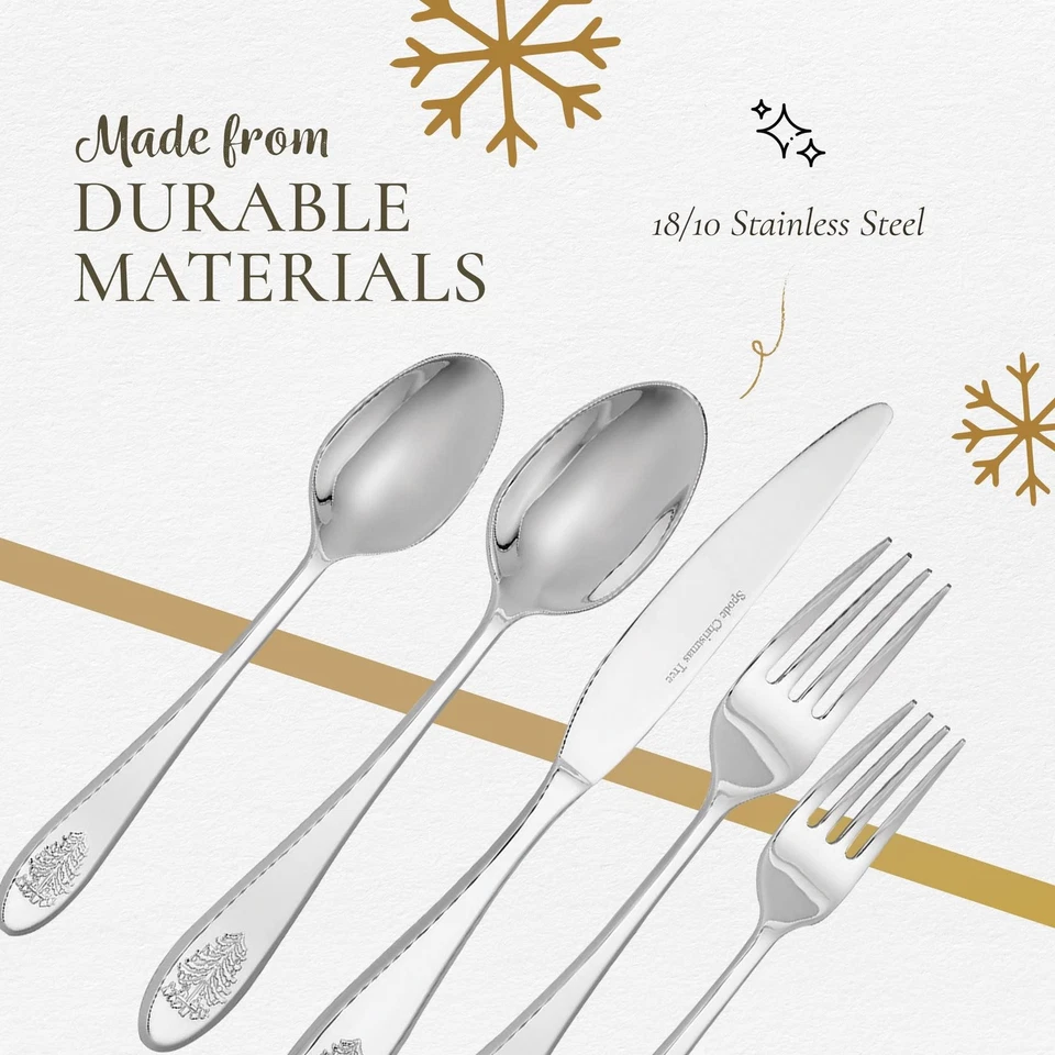 Набор столовых приборов Spode Christmas Tree Collection из 20 предметов нержавеющая сталь - холидный... - Изображение 4 из 4