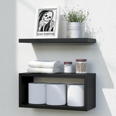 Floating Shelves Bathroom, Black Floating Shelves for Wall, Above Toilet