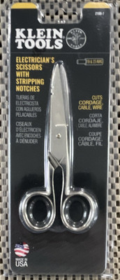 Klein Tools 2100-7 Electricians Scissors Tempered Steel Stripping Notches