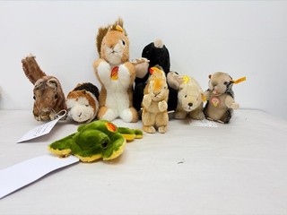 STEIFF STUFFED ANIMAL LOT W PERRI SQUIRRELS FROG MOLE