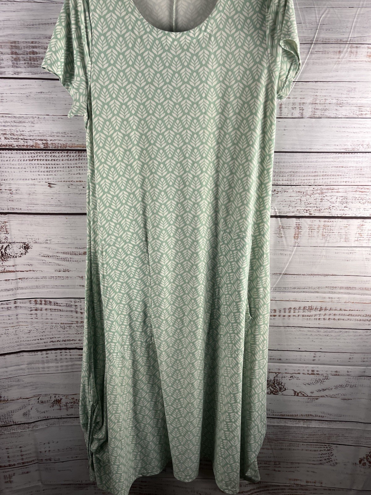 Kaktus Maxi Beach Dress  Flowy Ribbed Tropical Floral  Medium Short Sleeve