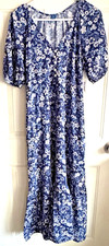Old Navy Floral Maxi Dress Women’s Medium BluePuff Sleeve Boho Cottagecore  NWT