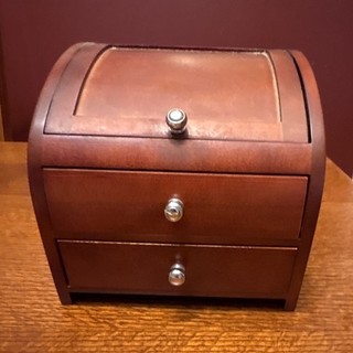 Brown Wood Jewelry Box Chest with Velvet Lined Interior and Drawers Rectangle