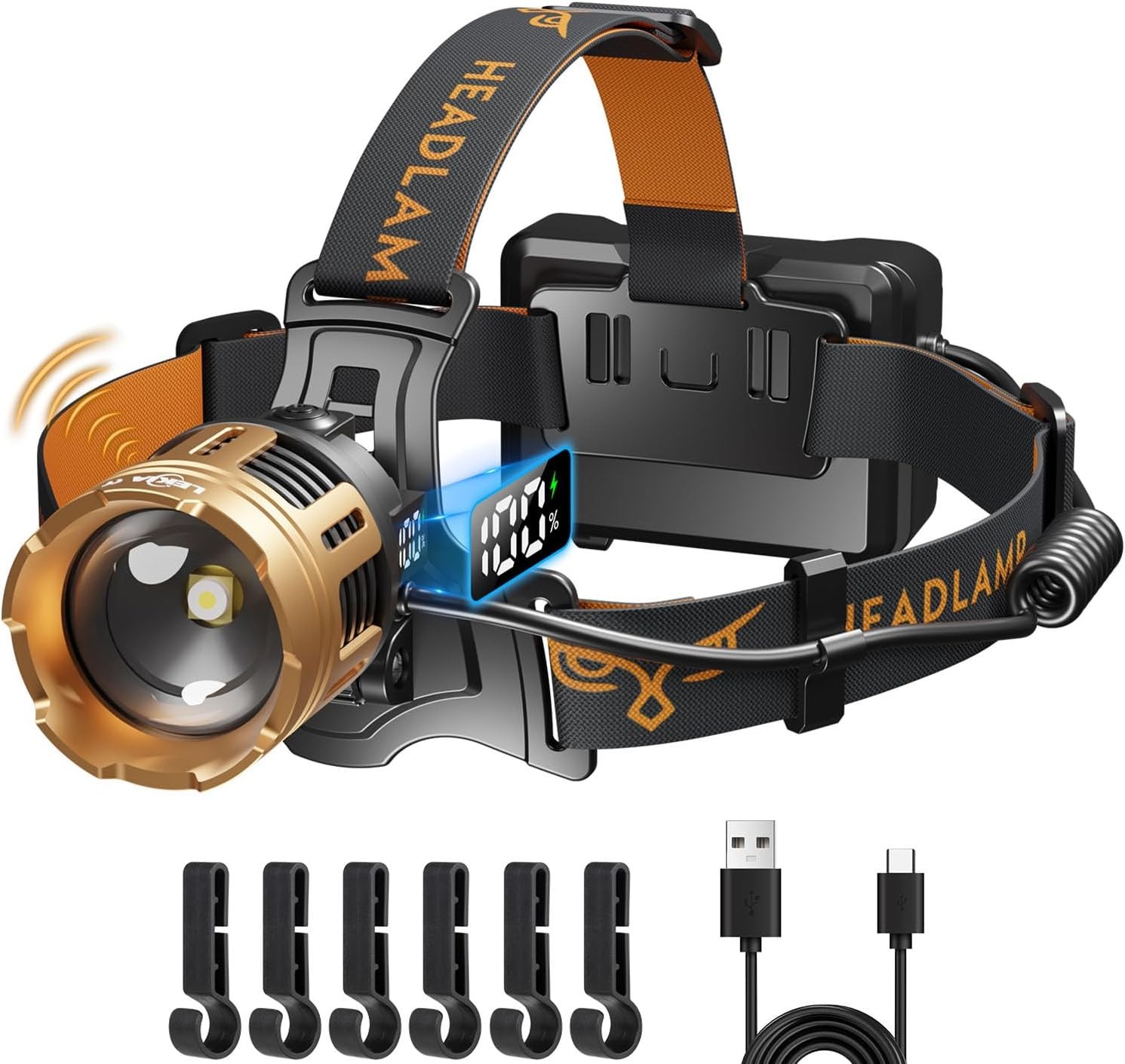 LEKIA Head Torch Rechargeable, Super Bright 100000LM LED Camping Headlamp with
