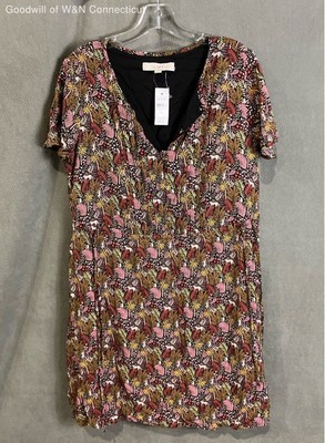 loft Womens Multicolor Short Sleve Midi Basic Dress Size M Regular
