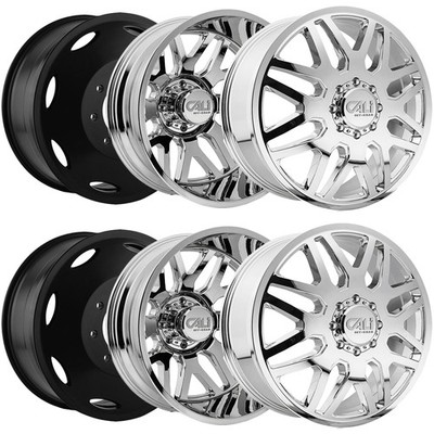 (Set of 6) 24'' Inch Cali Off-Road 9115D Invader Dually 8x200 Chrome Wheels Rims