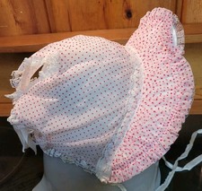 Vintage Lace Ribbon Baby Bonnet Hat White And Pink Antique Victorian Style