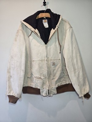 Carhartt Coat Men's Large 90s Vintage Brown Work Wear Distressed Faded