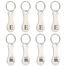 8Pcs Stainless Steel Shopping Trolley Token, Silver Tone Letter E  Grocery Cart