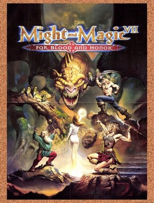 Might And Magic VII For Blood & Honor PC Original 1999 Foldout Poster 10.5 x 15