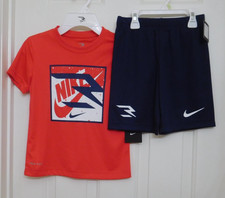 NWT 2pc Nike Red White Navy Logo Shirt  Navy Shorts Set sz 6