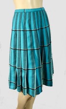 Vintage Western Star Seattle Turquoise Pleated Plaid Wool Skirt 50s 60s XS