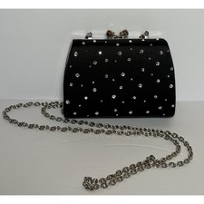 Vintage Franchi Evening Black Purse 4" x 5" Bag Hidden Chain Shoulder Strap