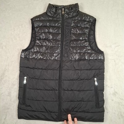 Alessandro Zavetti Gilet Herren Small Schwarz Puffer Stepp Bodywarmer Weste