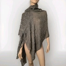 Bohemian Scarf Large Beach Festival Unisex Olive Green Textured Grunge In EUC