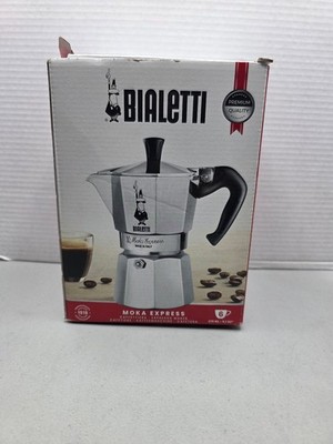 Bialetti Moka Express 6 Cup Espresso Coffee Pot Maker Silver Stove