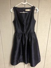Eliza J New York Womens Dress Navy Satin Fit & Flare, Back Cut-Out, Size 2/4