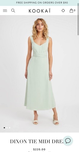 Kookai Dixon Tie Midi Dress, sage Green 