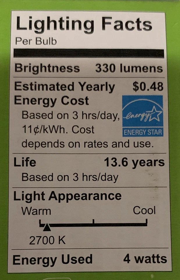 4 Greenlite Candelabra LED Warm White Light Bulb 4 Watt 40 Watt 2700k E12 - Image 3 of 3