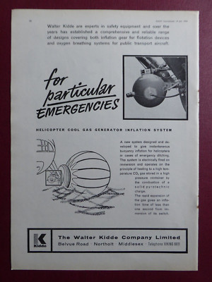 7/1966 PUB WALTER KIDDE HELIKOPTER COOL GAS GENERATOR INFLATION SYSTEM AD
