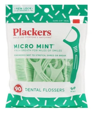 Plackers Micro Mint Dental Flossers (90 Count) Toothpicks Fresh Breath FREE P&P