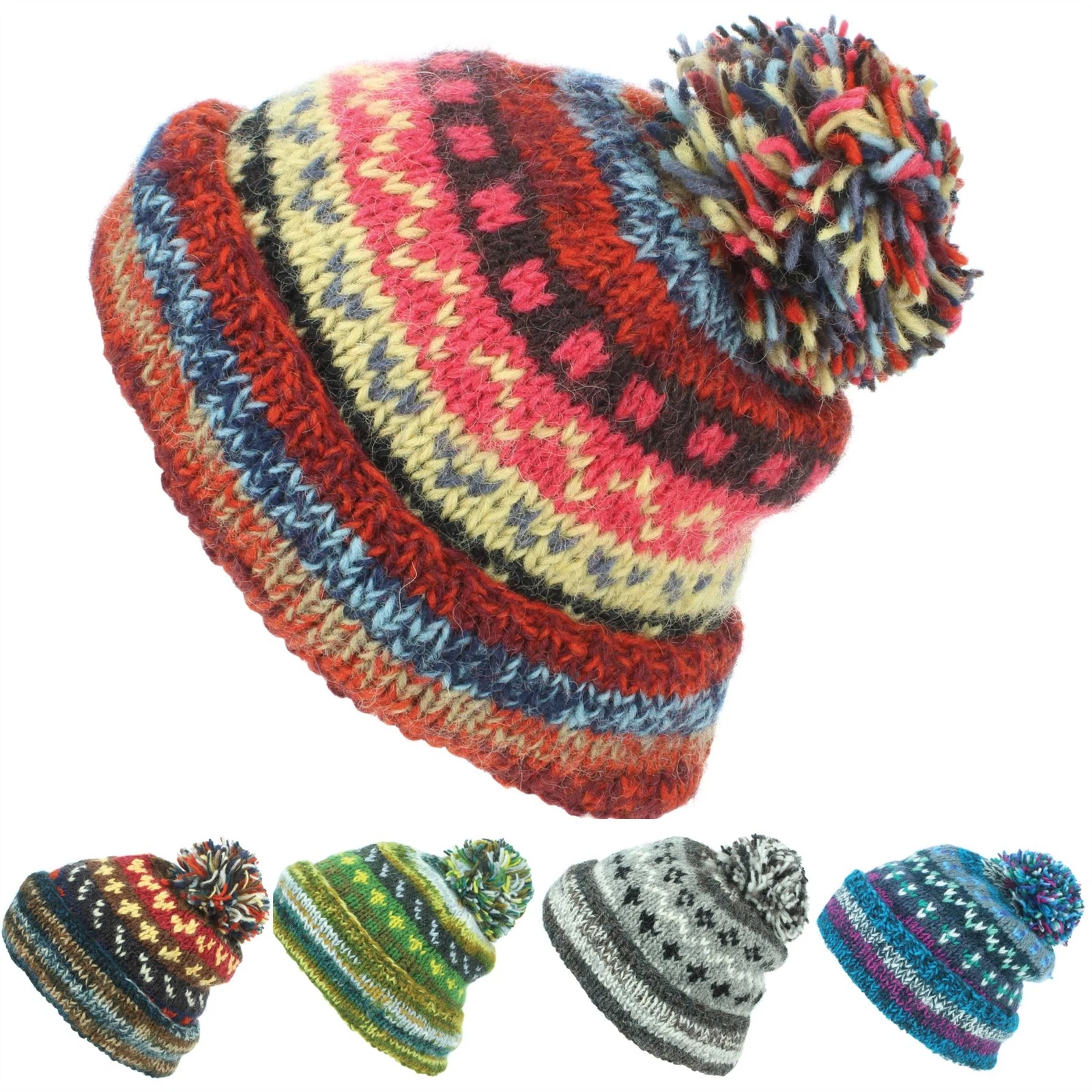 Chunky Wool Knit Beanie Bobble Hat Men Ladies Warm Winter ABSTRACT PATTERN Lined
Opens in a new wind