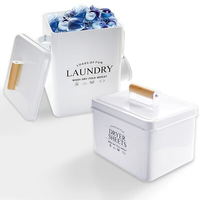 Laundry Pods Container and Dryer Sheet Holder Set,Laundry Powder Detergent Di...