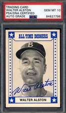 Walter Alston Gem Mint 10 PSA DNA Signed 1980 TCMA All Time Dodgers Autograph