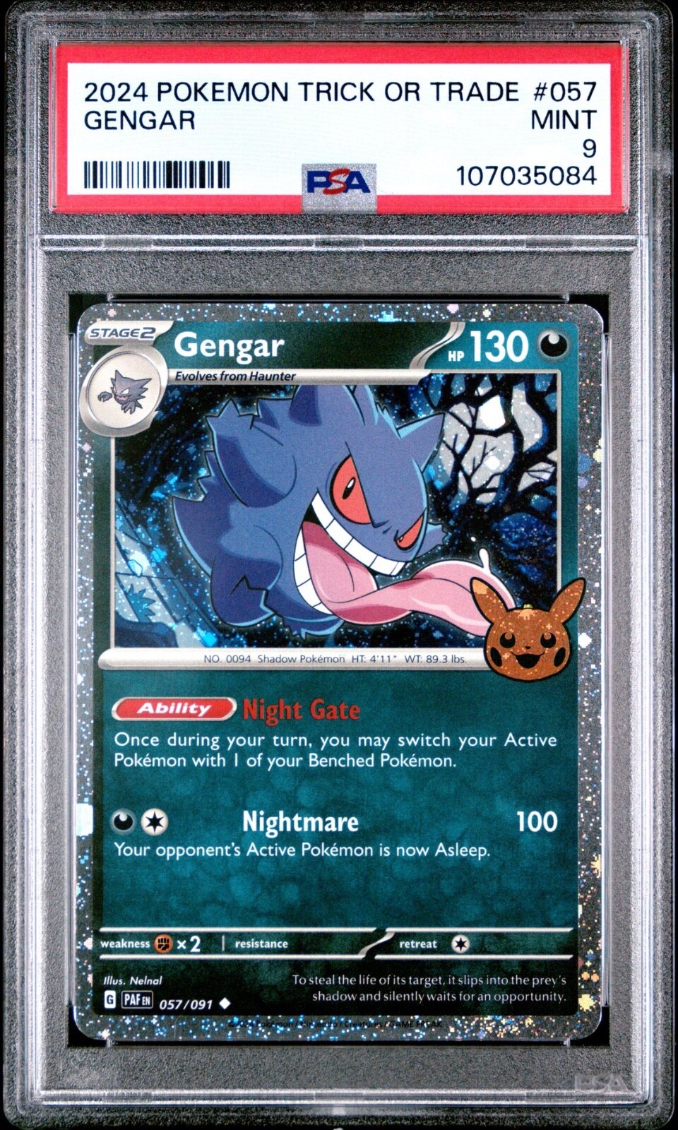 2024 Pokemon Trick or Trade Gengar #057 PSA 9 Graded Card