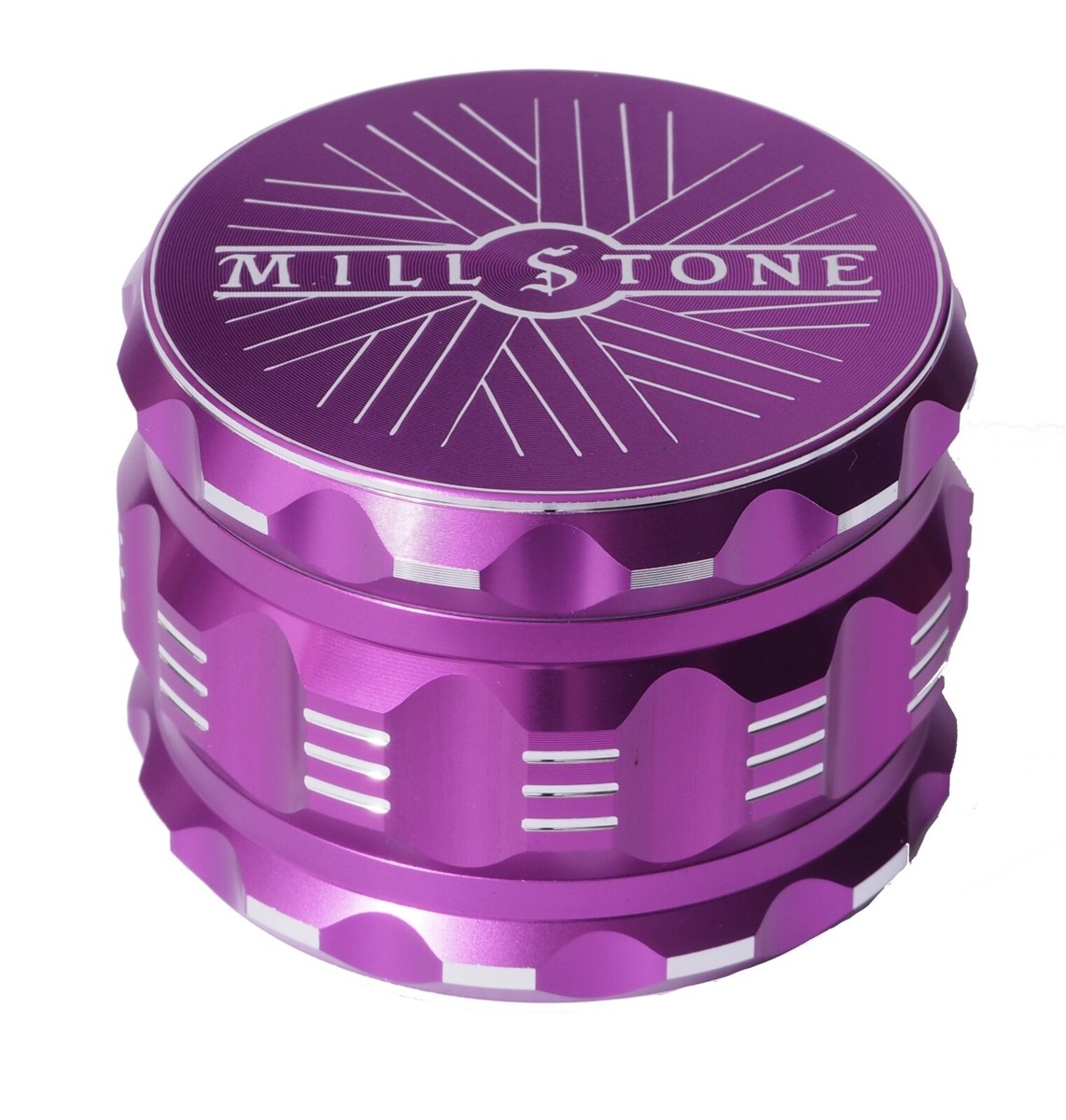 Millstone Herb Tobacco Grinder Large 4-Piece Metal 2.5 inch Magnetic Top  Purple