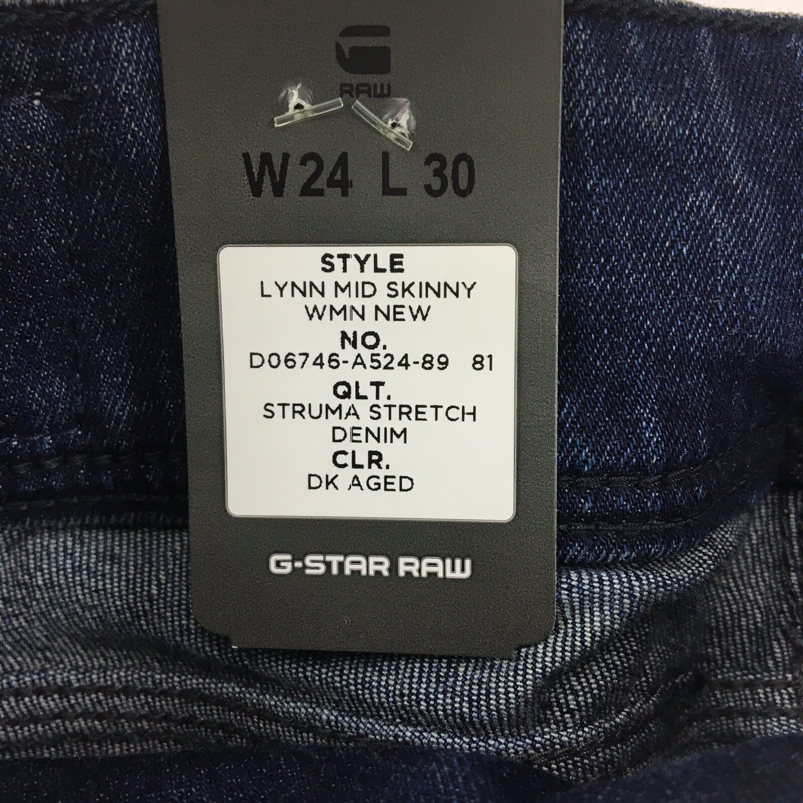 GStar Women's Lynn Mid Skinny Dark Blue Denim Stretch Jeans Size 24 x