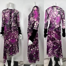 Vtg JEAN PAUL GAULTIER PURPLE BUTTERFLY PRINT MESH CARDIGAN TOP SKIRT SET L