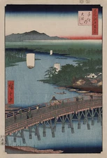 Utagawa Ando Hiroshige : "Senju Great Bridge" (1856) - Giclee Fine Art Print