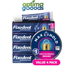 Fixodent Advanced Denture Adhesive Max Hold 2.2 oz 4 Pack Strong Hold Seal.