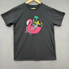 Brisco Brands T Shirt Mens Large Black Flamingo Skeleton Short Sleeve Party Dad