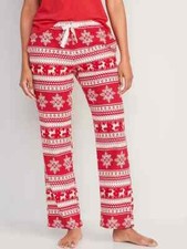 NWT Old Navy Red Fair Isle Reindeer Flannel Pajama Sleep Pants Women S M L XL