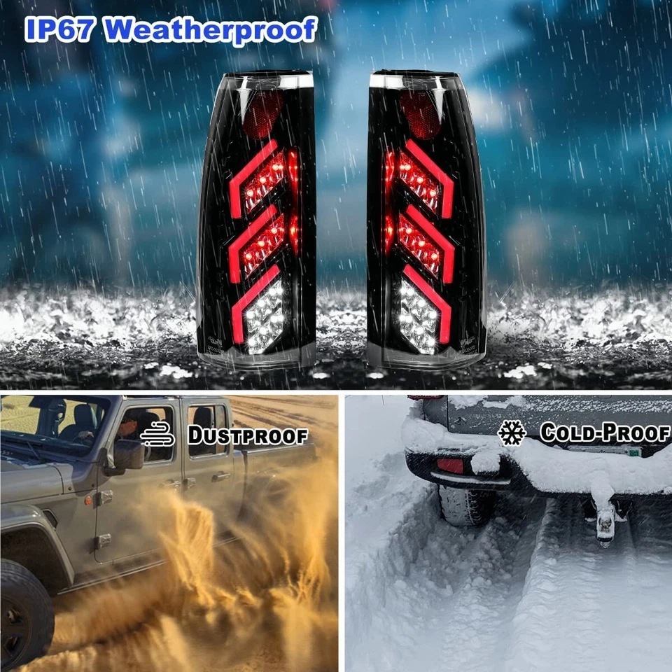 For 1988-1998 Chevy GMC C/K 1500 2500 3500 LED Tail Light Brake Lamp Black Clear - Изображение 2 из 4