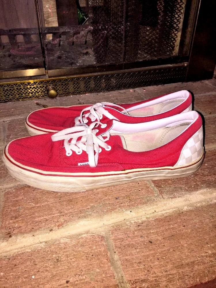 VANS Red Skateboard Boat Deck TELA ATLETICHE ELEGANTI SCARPE DA TENNIS Uomo Taglia 13 ❤