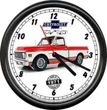 Licensed 1971 71 Red Chevy Chevrolet C-10 Pickup General Motors Sign Wall Clock