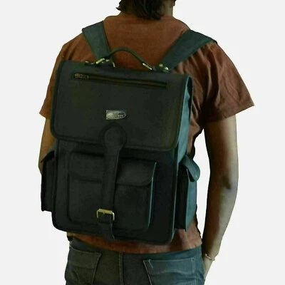 Sac à dos pour ordinateur portable sac de voyage neuf homme vintage cuir noir... - Photo 1/4
