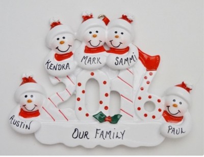Personalized 2016 Snowman Family of 5 Christmas Ornament | eBay