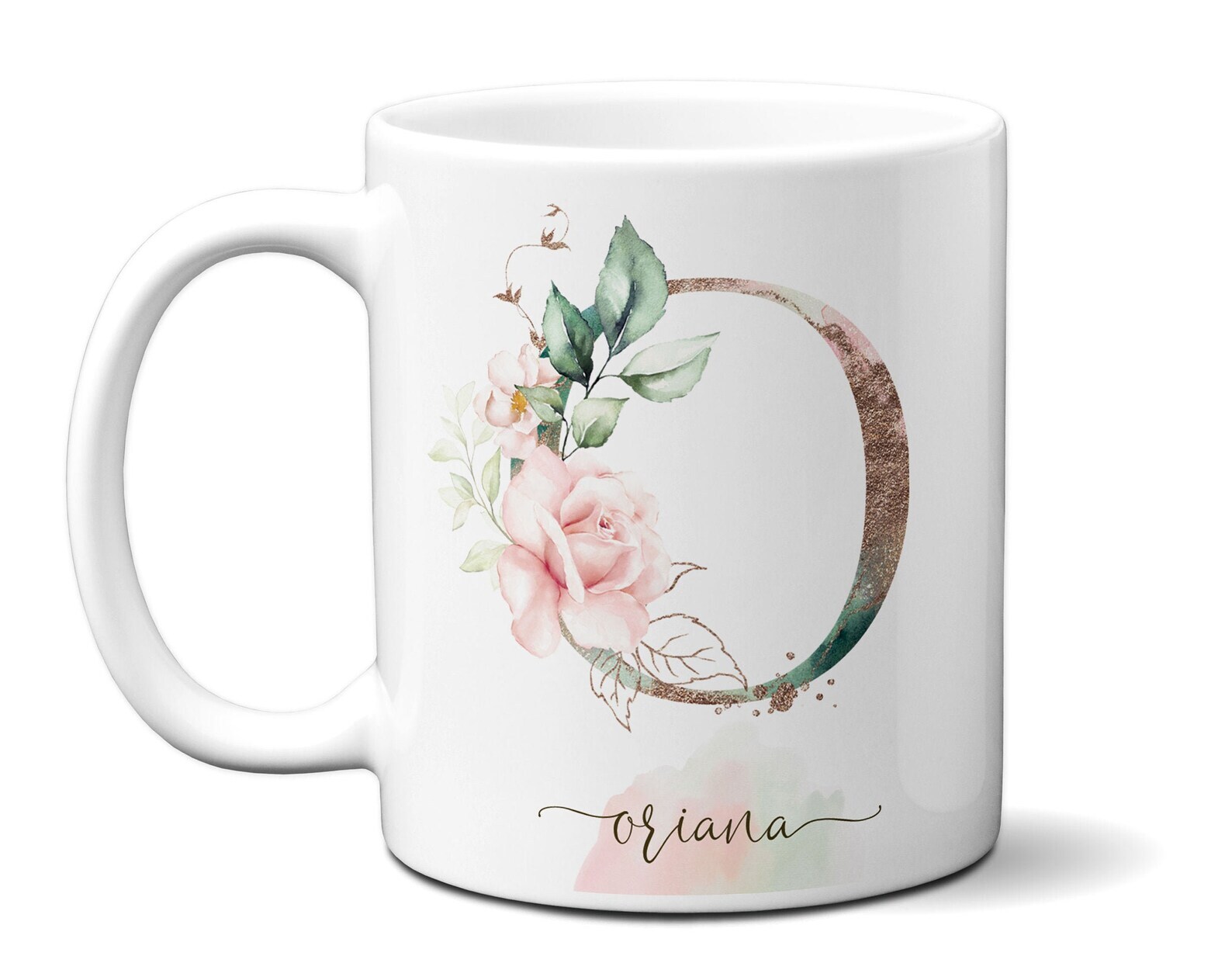 Personalized Floral Monogram Mug Custom Bride Gift Initial Cup