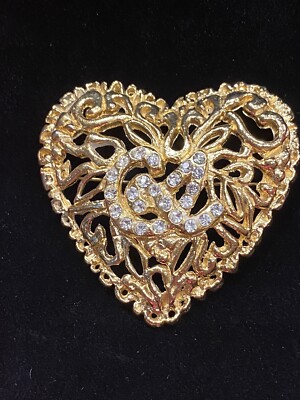 Stunning Vintage Christian Lacroix Bijoux Heart Brooch Pin Signed