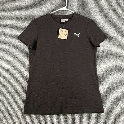 PUMA Shirt Womens Small Black Short Sleeve Active Casual Lightweight New