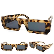 Classic Modern Retro Club Rave Party SUN GLASSES Thick Rectangular Leopard Frame