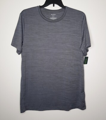 Big Tall LT Men Active Short Sleeve T-Shirt Tek Gear Gray Crewneck UV Protection